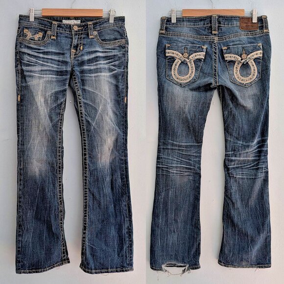 Vintage Y2K Big Star Liv Bootcut Denim Western Embroidered Low Rise Size 27R - Picture 1 of 14